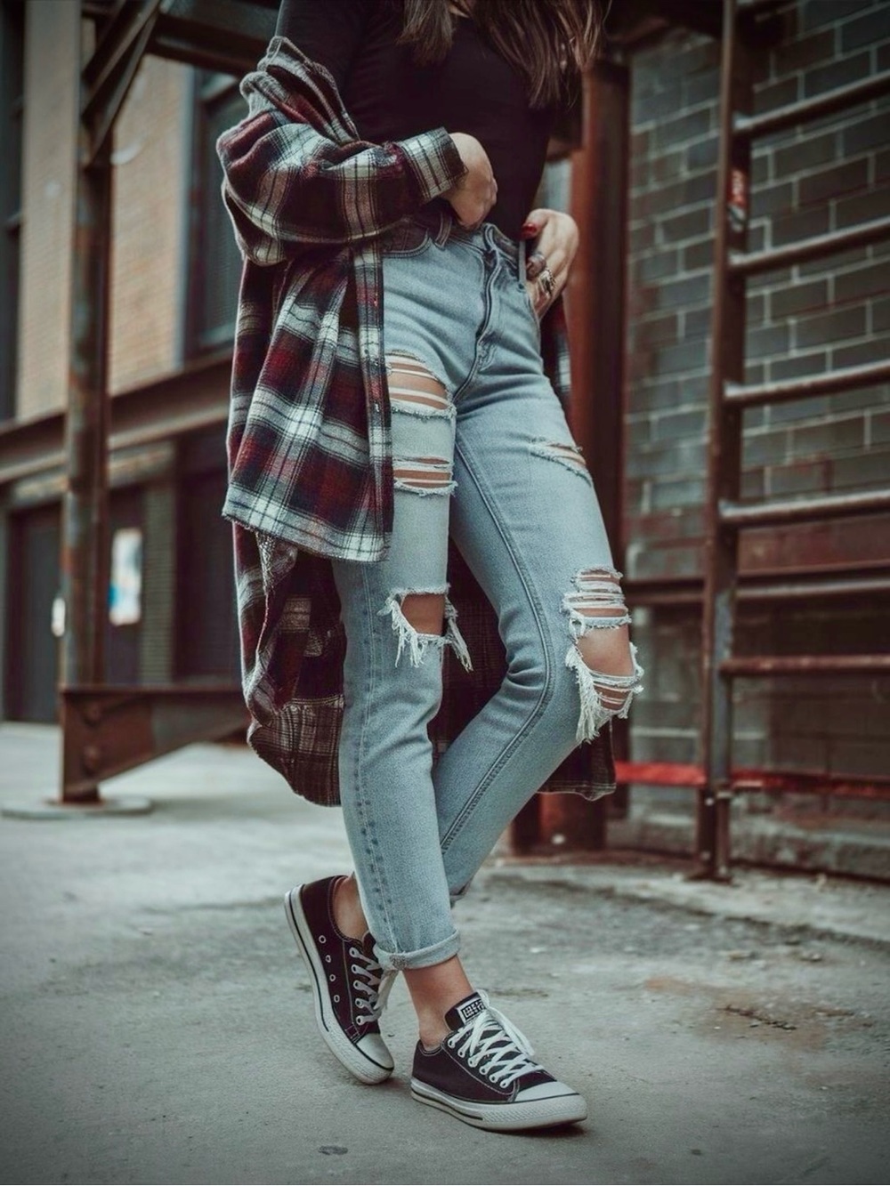 Converse Black and White All Star Low Top Sneakers in 7